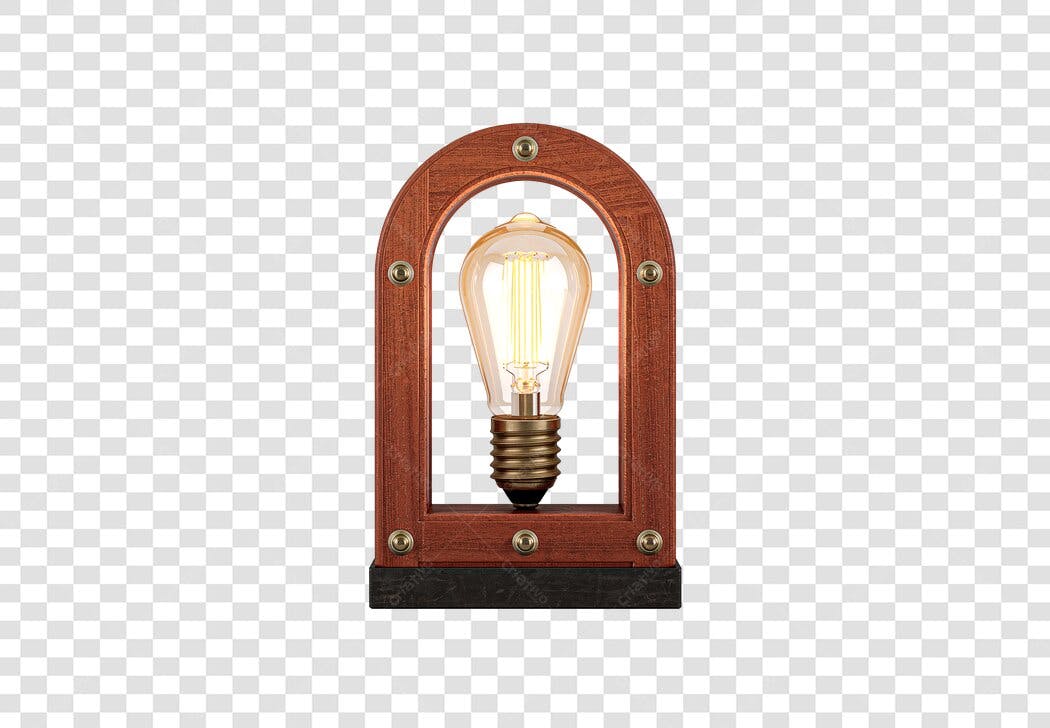 Icone Lâmpada Edison Vintage Moldura Madeira PNG com fundo transparente