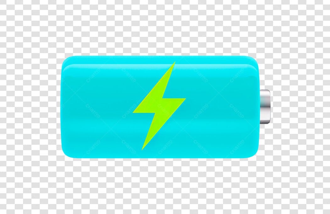 Icone Bateria Cheia Raio Verde Energia PNG com fundo transparente