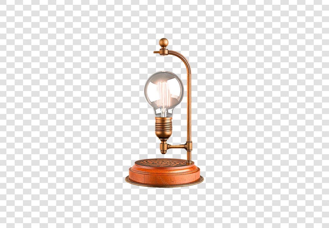 Luminária de mesa vintage Edison em cobre PNG com fundo transparente