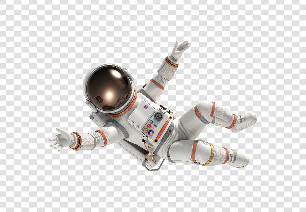 Ilustração 3D Astronauta flutuando no espaço PNG com fundo transparente