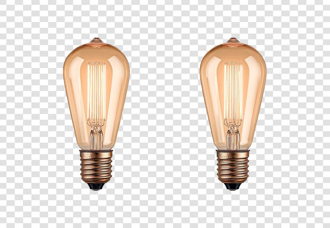 Elemento Decorativo Lâmpadas Edison Vintage Âmbar Douradas PNG com fundo transparente