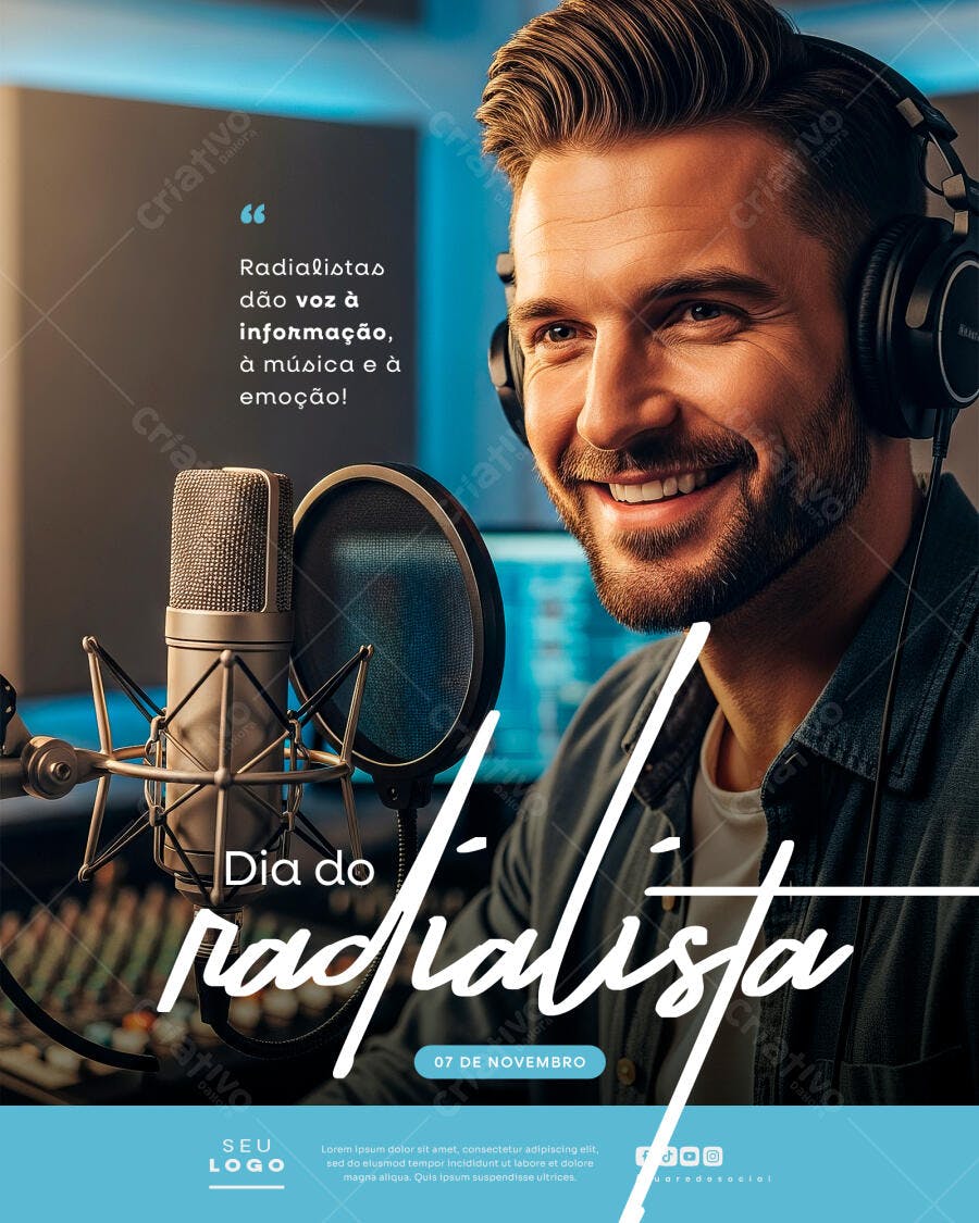 Flyer Dia do Radialista PSD Editável