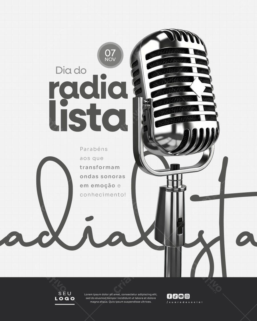Flyer Dia do Radialista 07 NOV Psd Editável