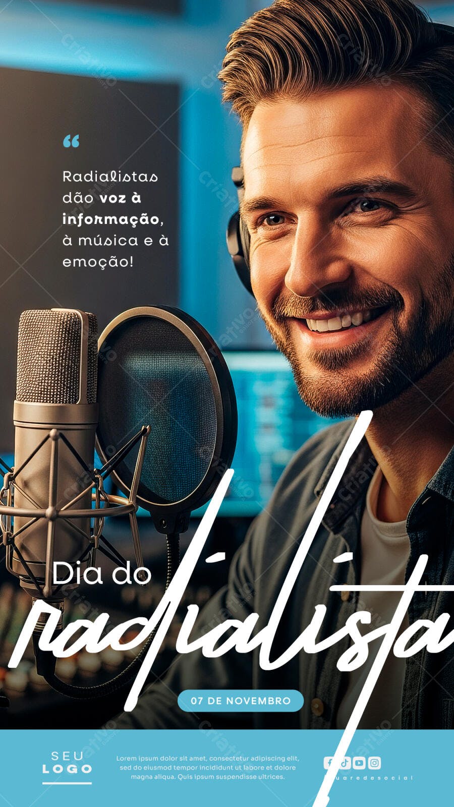 Flyer Dia do Radialista PSD Editável
