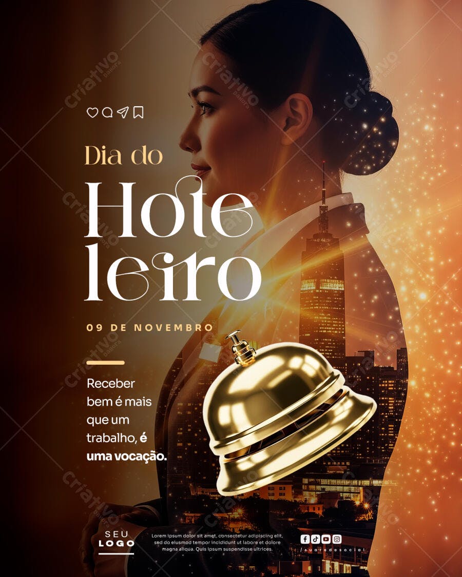 Flyer Dia do Hoteleiro Profissional PSD Editável