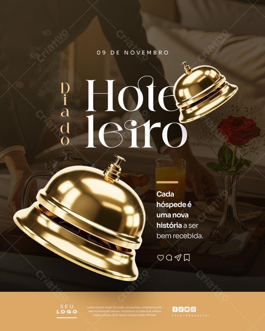Flyer Dia do Hoteleiro 09 de Novembro PSD Editável