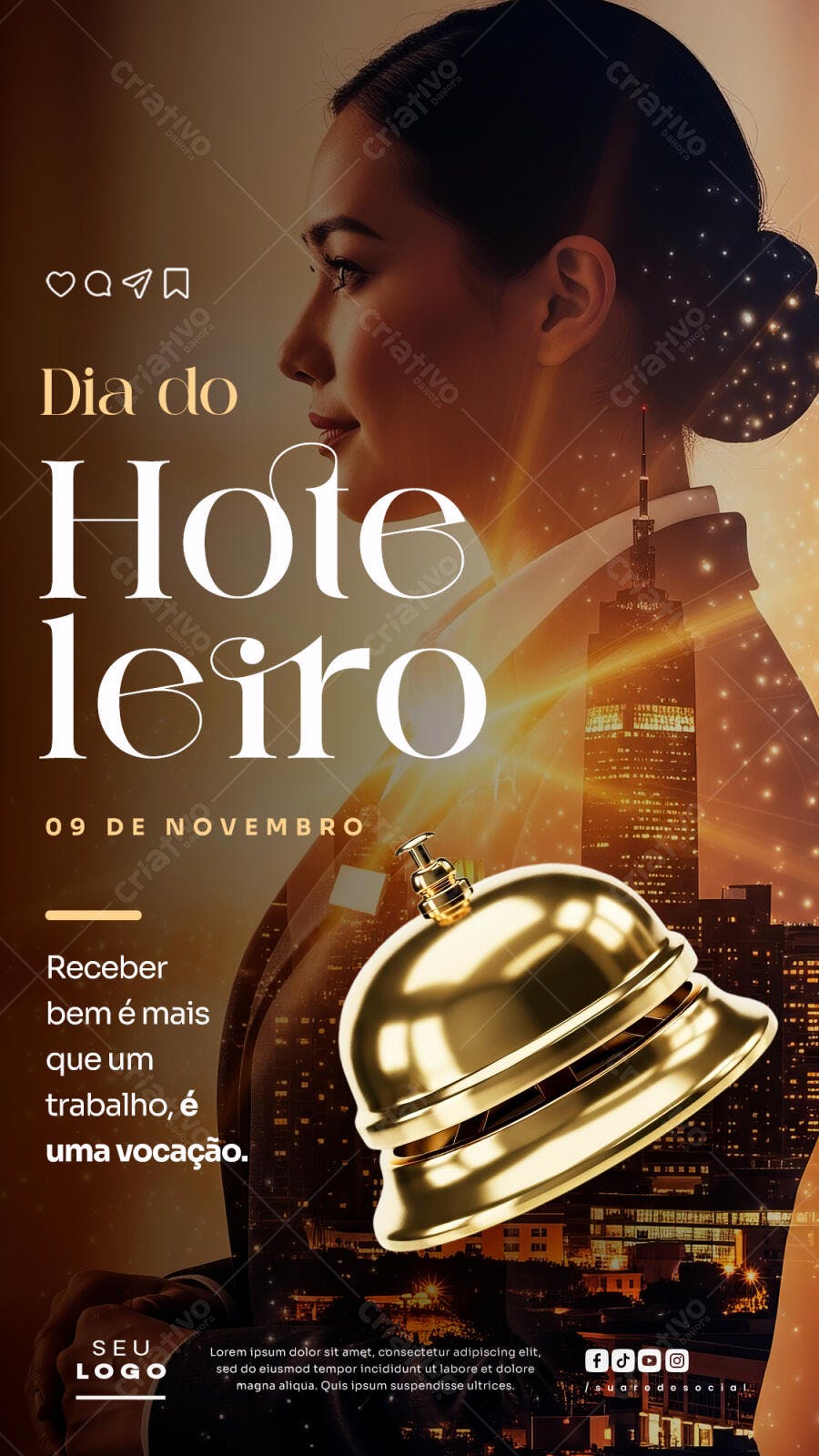 Flyer Dia do Hoteleiro 09 de Novembro PSD Editável