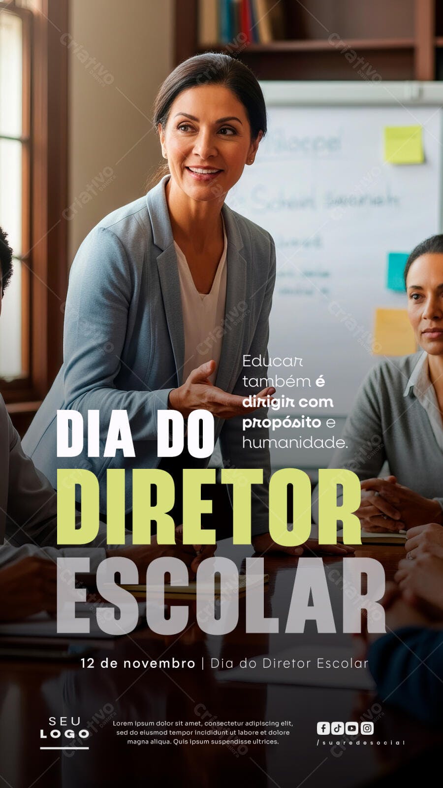 Flyer Dia do Diretor Escolar PSD Editável