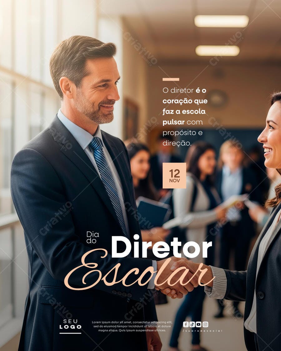 Post para Redes Sociais Dia do Diretor Escolar PSD Editável