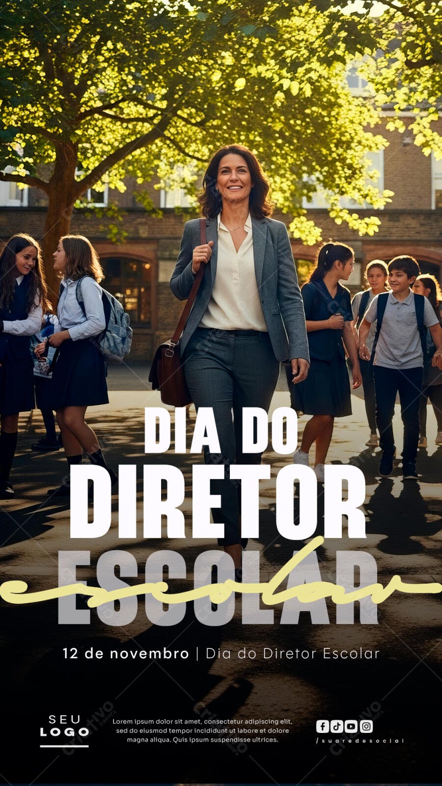 Post para Redes Sociais Dia do Diretor Escolar PSD Editável