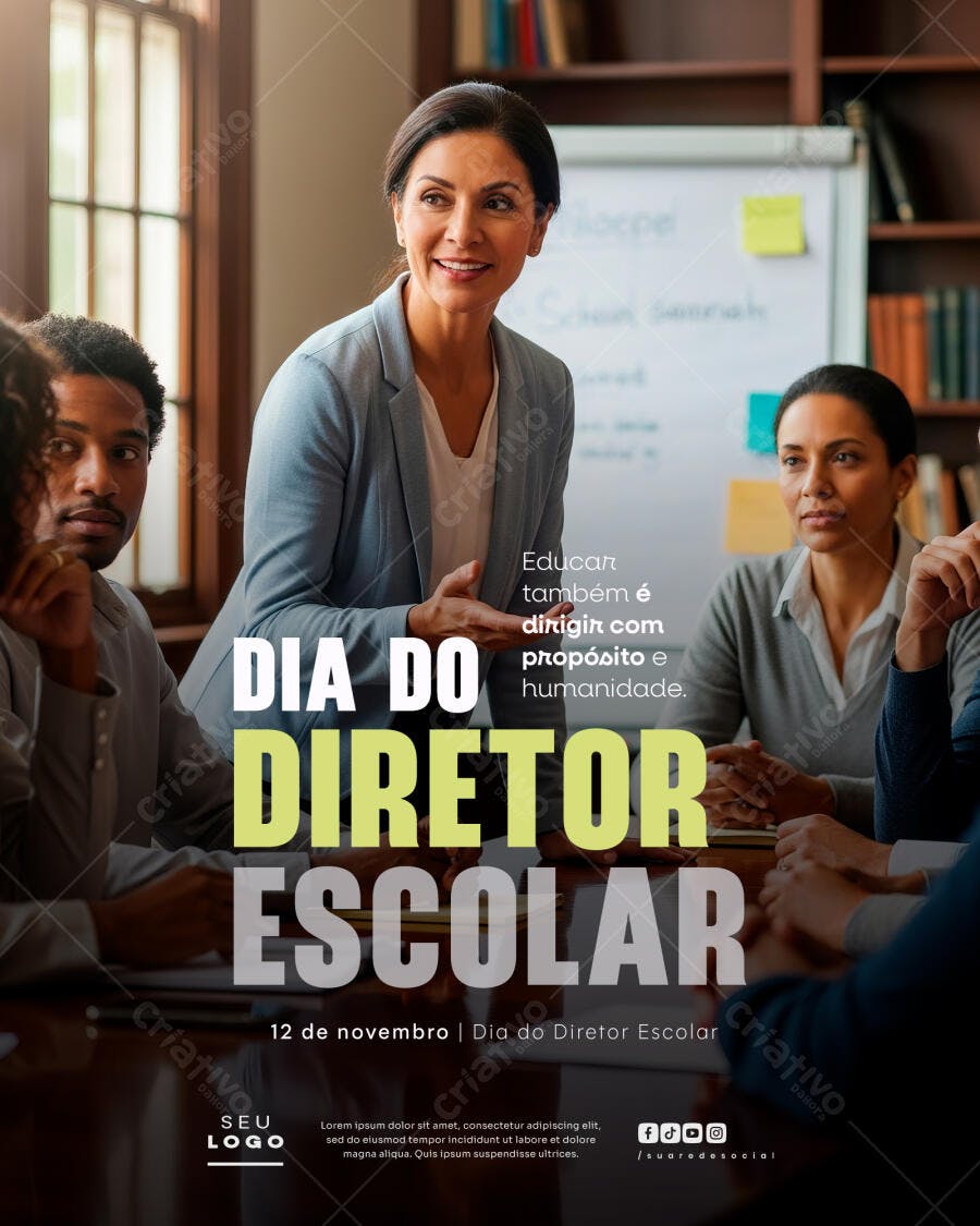 Flyer para Dia do Diretor Escolar PSD Editável