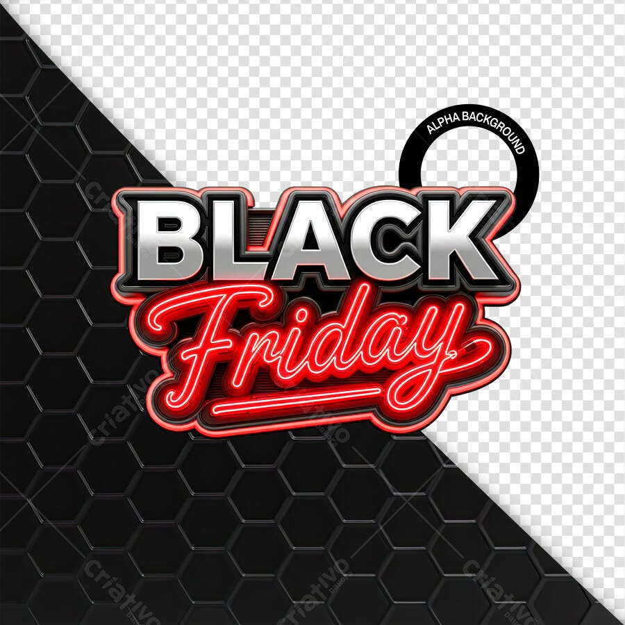 Título Promocional Black Friday Neon PSD Editável