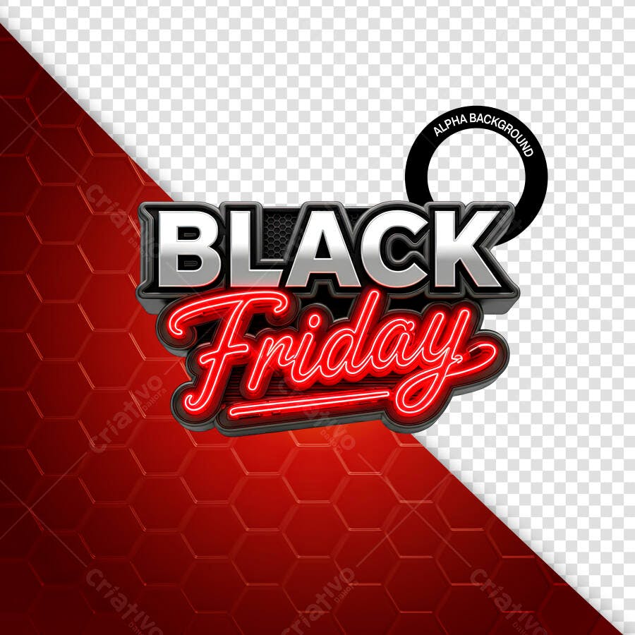 Título 3D BLACK Friday Cromado e Neon PSD Editável