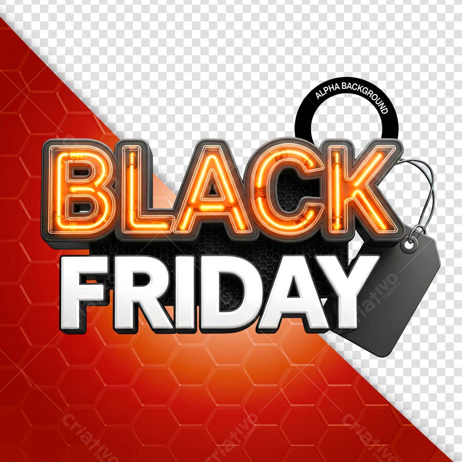 Flyer de Ofertas Black Friday com Texto Neon e Etiqueta PSD Editável