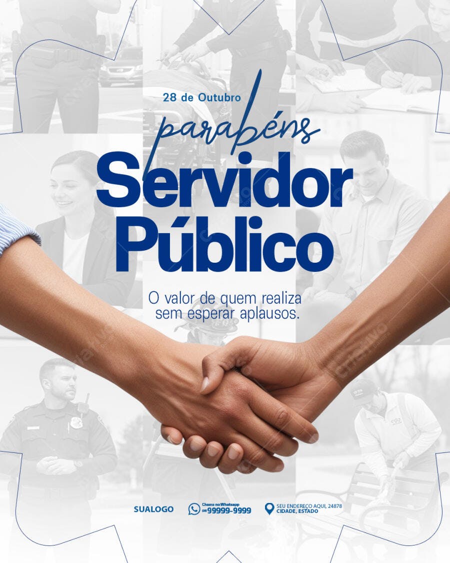 Post para Mídias Sociais Dia do Servidor Público PSD Editável