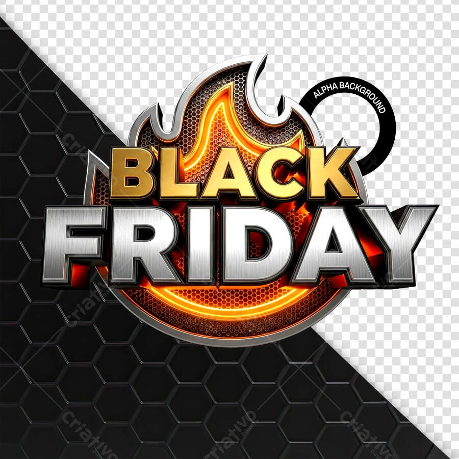 Elemento Gráfico Black Friday 3D PSD Editável