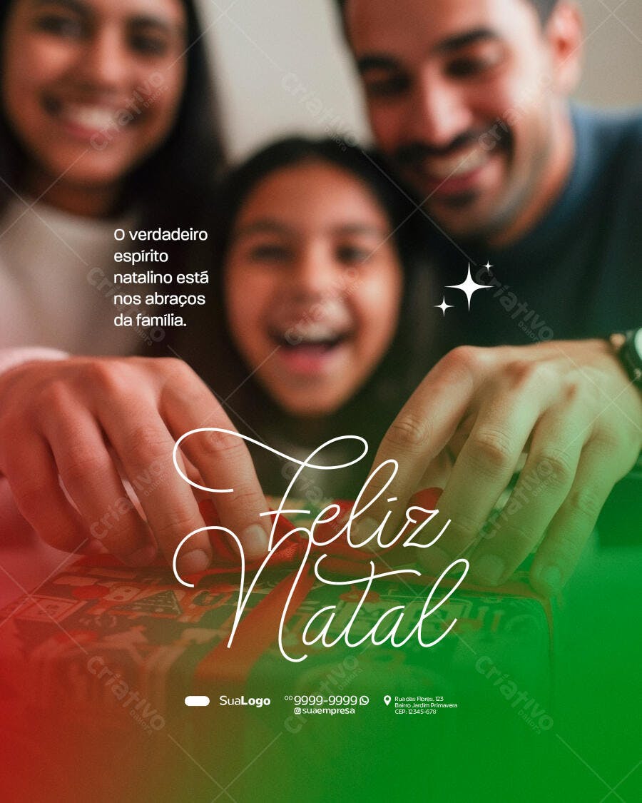 Card para Feliz Natal Família PSD Editável