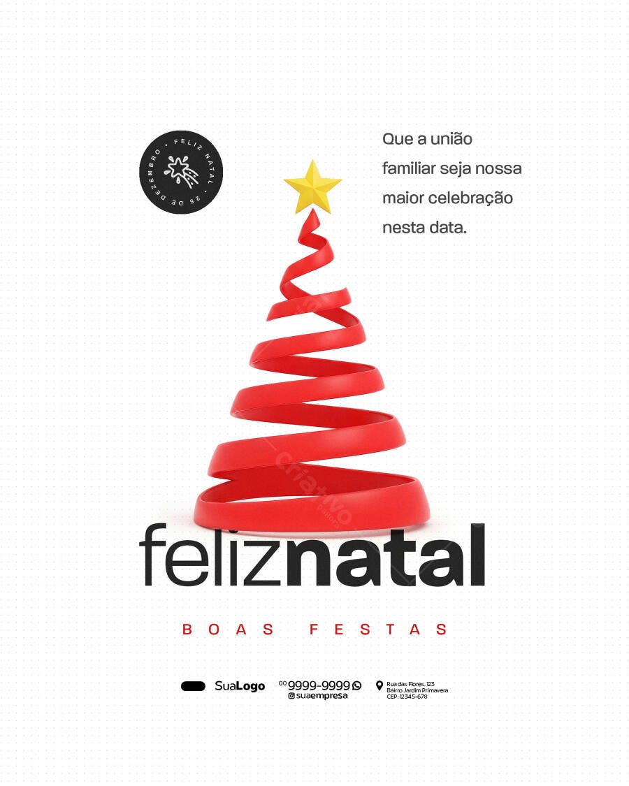 Cartão de Natal para Boas Festas Psd Editável