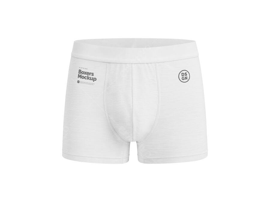 Mockup Realista de Boxer Masculino Branco em Fundo Isolado para Vestuário