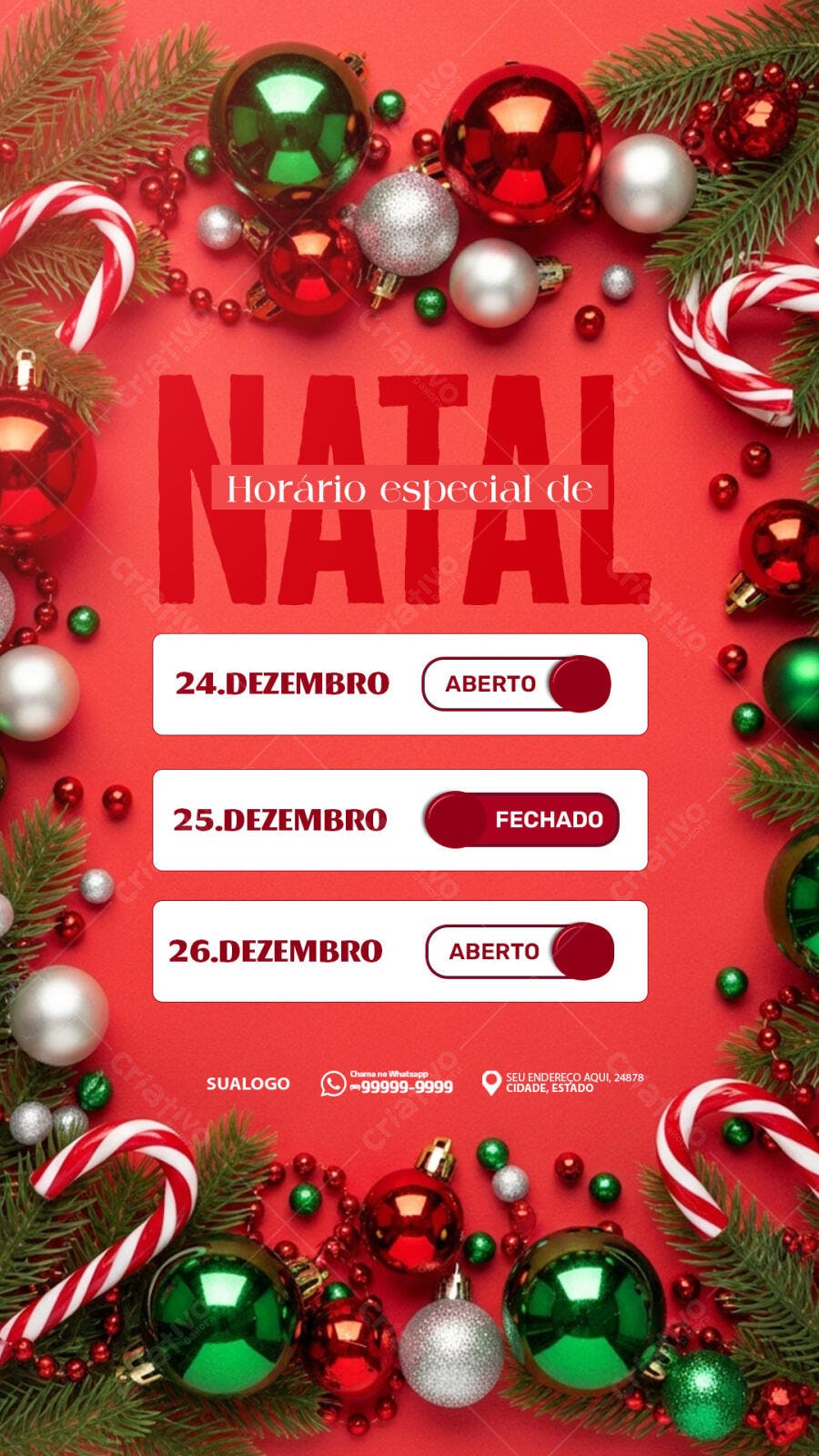 Flyer Horário Especial de Natal PSD Editável