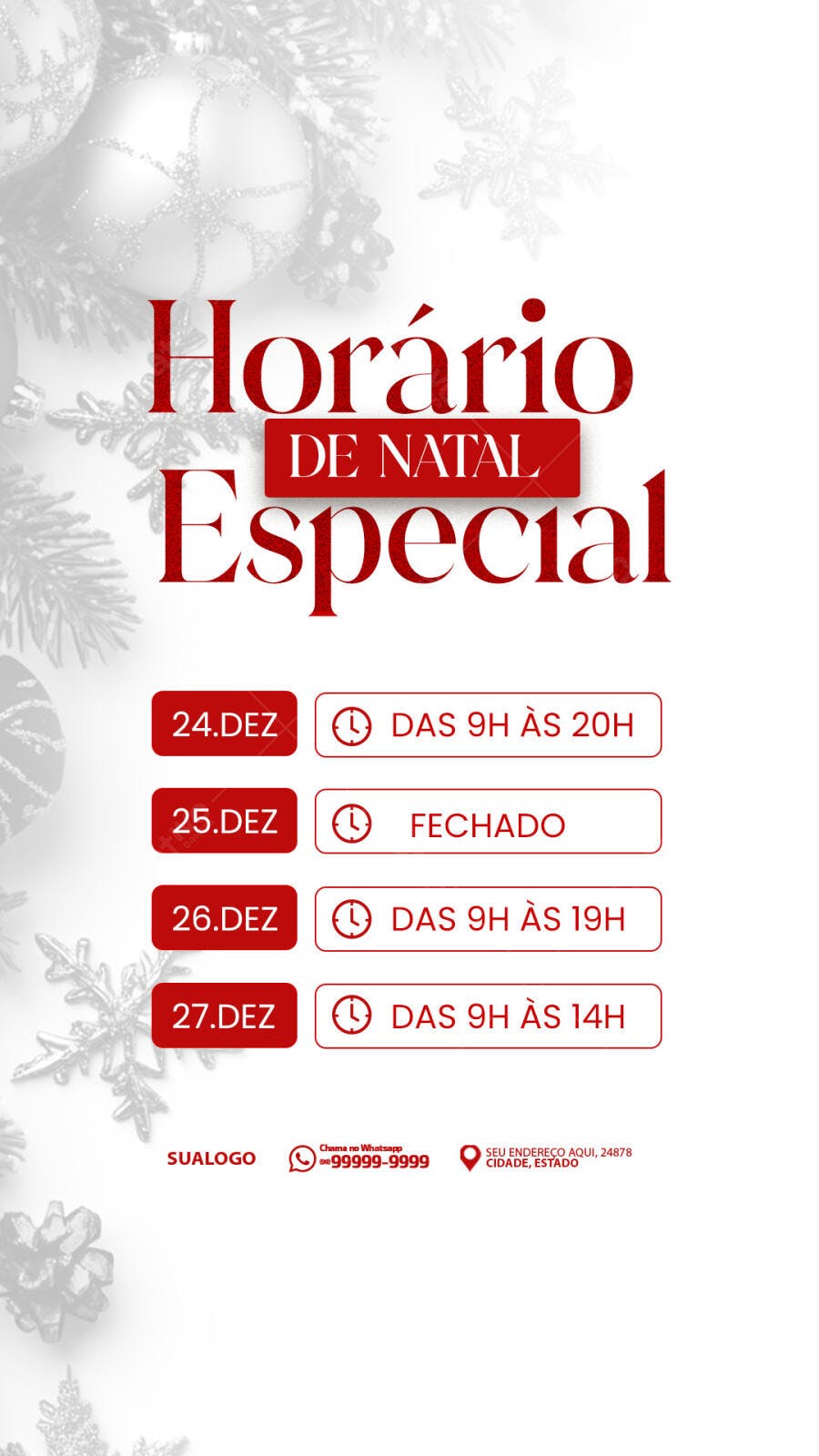 Flyer Horário de Natal Especial Psd Editável