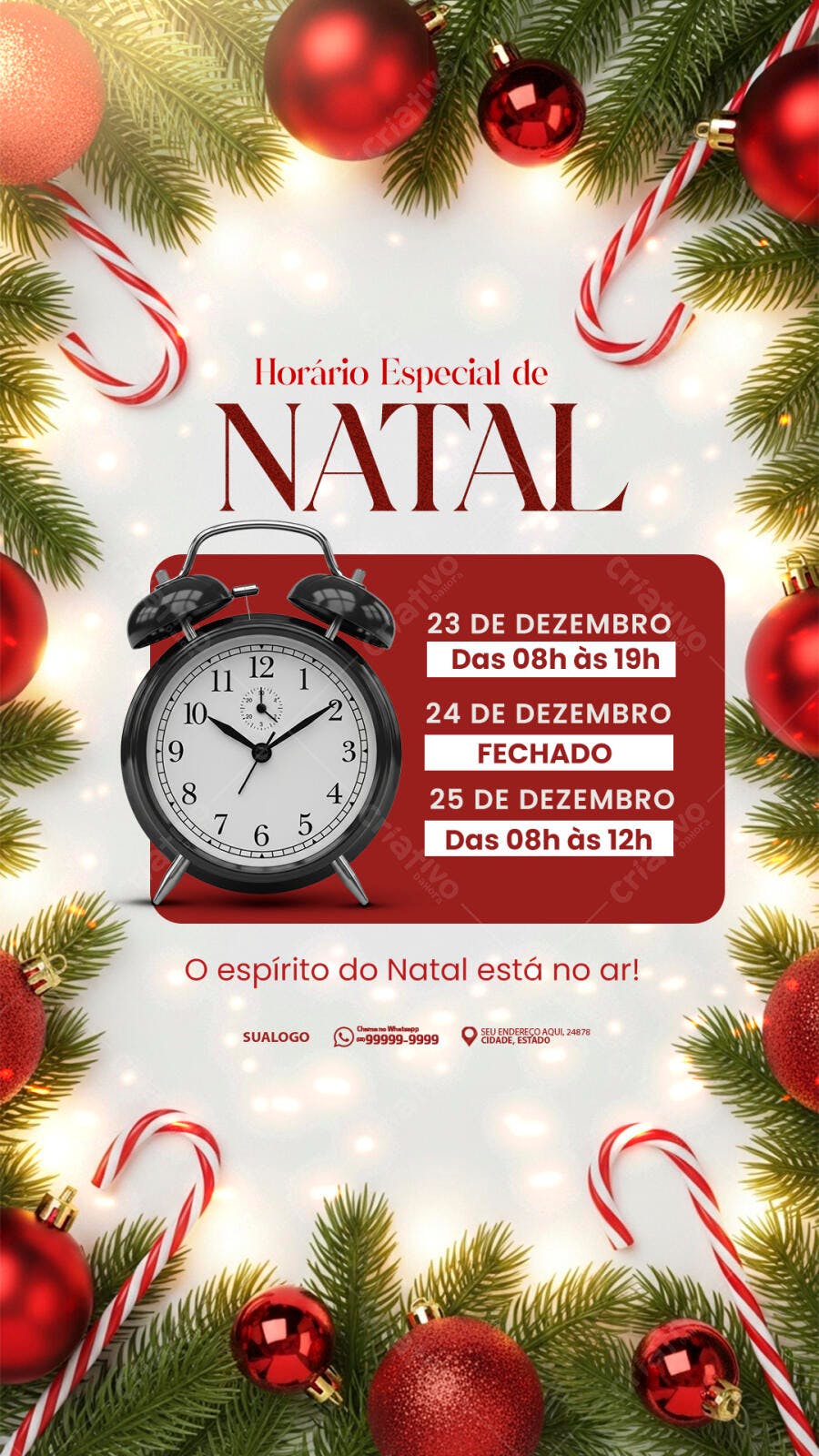 Story de Natal Horário Especial PSD Editável