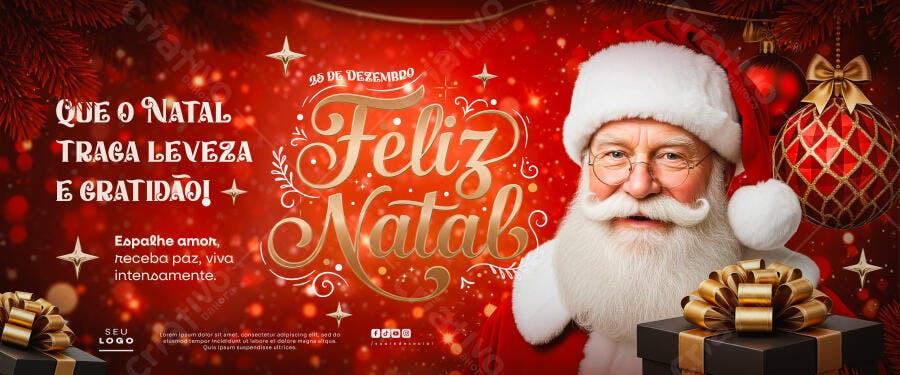 Post para Redes Sociais Feliz Natal PSD Editável