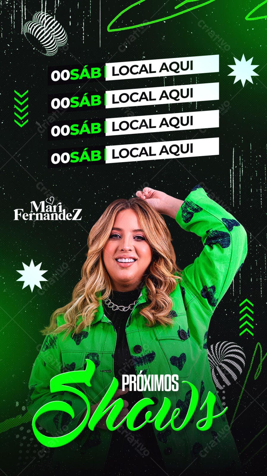 Flyer Próximos Shows Cantora Mari Fernandez PSD Editável