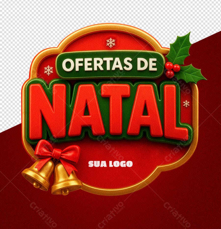 Selo 3D Promocional para Ofertas de Natal Psd Editável