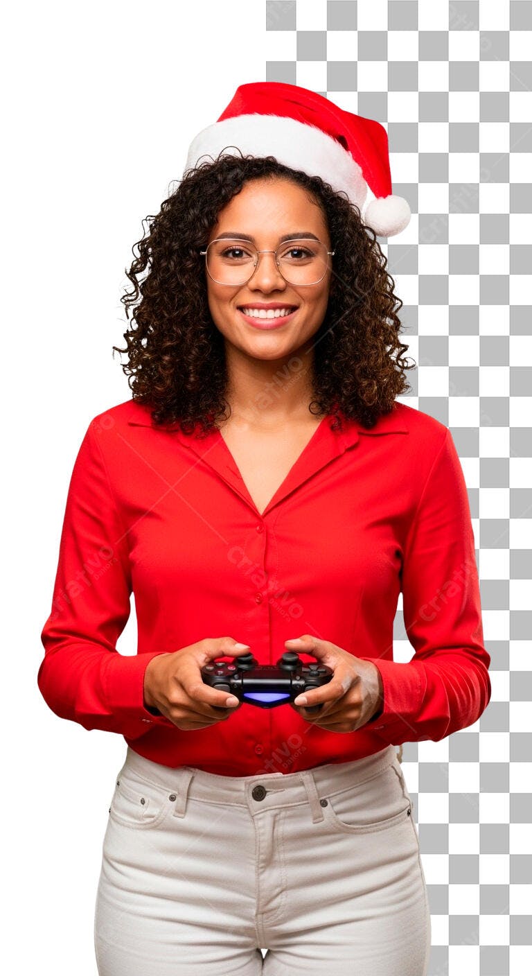 Arte Digital Gamer Natalina Mulher com Controle Psd Editável