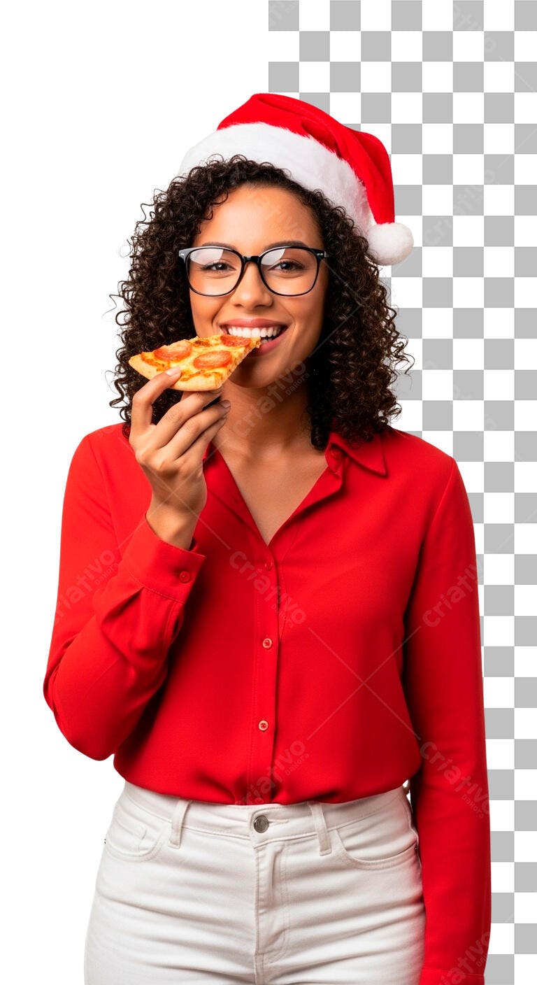 Post para Redes Sociais Natalino com Mulher e Pizza PSD Editável