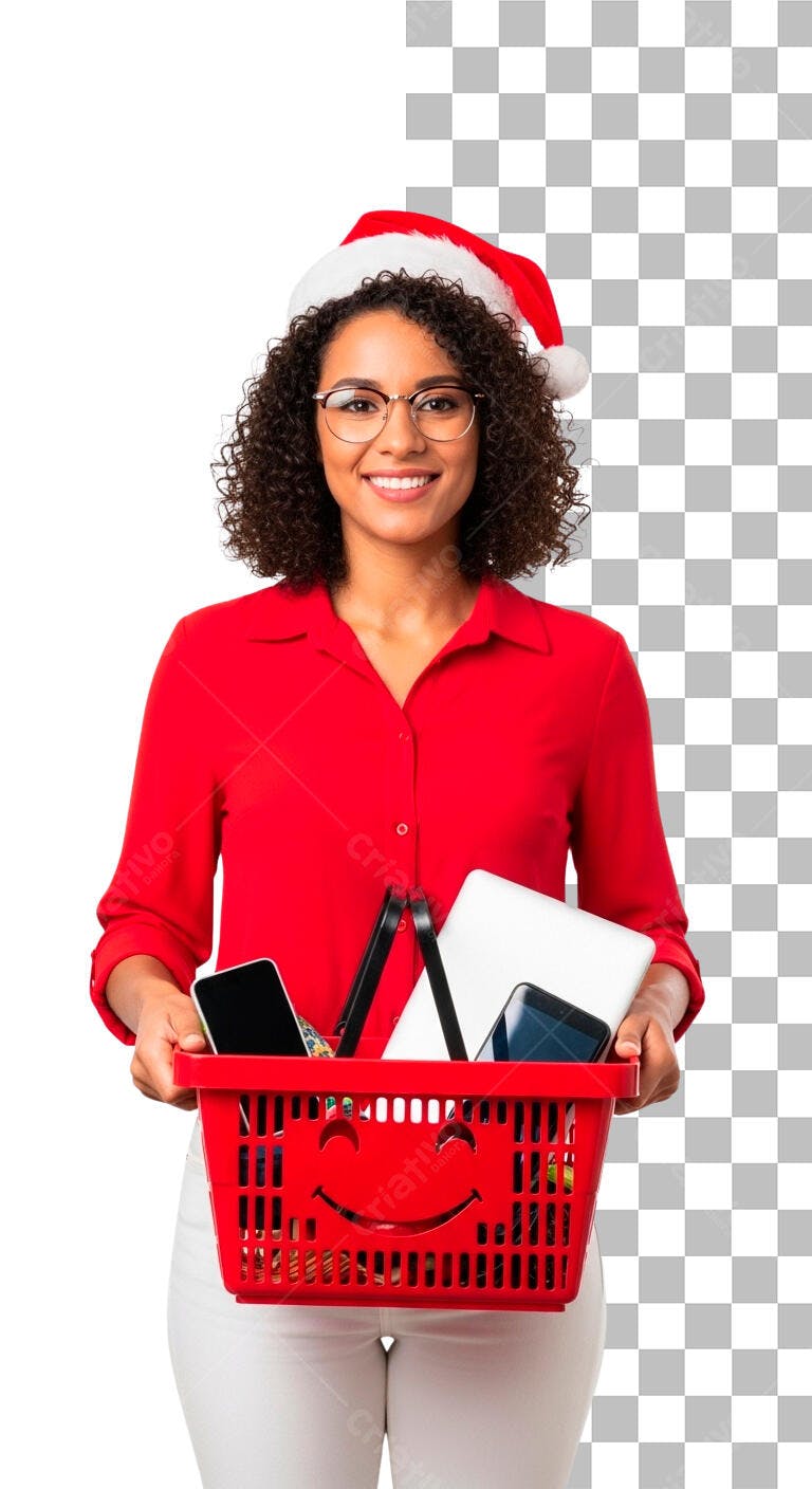 Post para Redes Sociais para Compras de Natal com Mulher Sorridente Psd Editável
