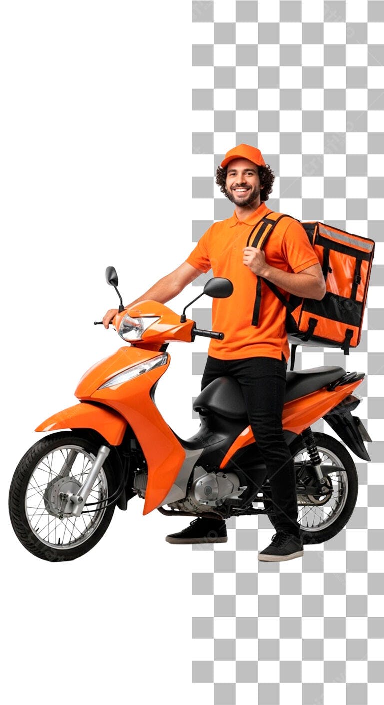 Flyer para Serviço de Entrega Motoboy Laranja com Moto Laranja PSD Editável