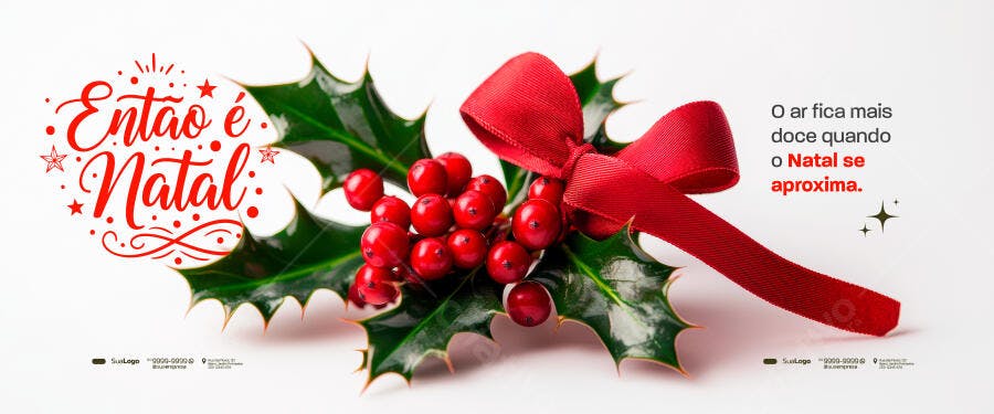 Flyer Então é Natal com Azevinho PSD Editável