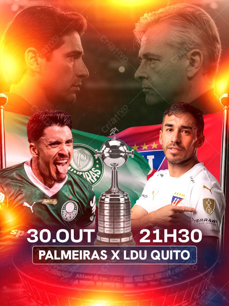 Flyer Jogo de Futebol Palmeiras LDU Quito 30.OUT PSD Editável