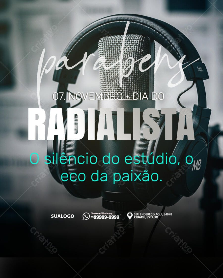 Flyer para o Dia do Radialista 07 de Novembro PSD Editável