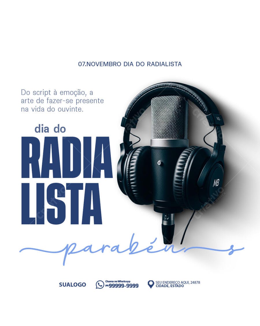 Flyer Dia do Radialista 07 Novembro PSD Editável