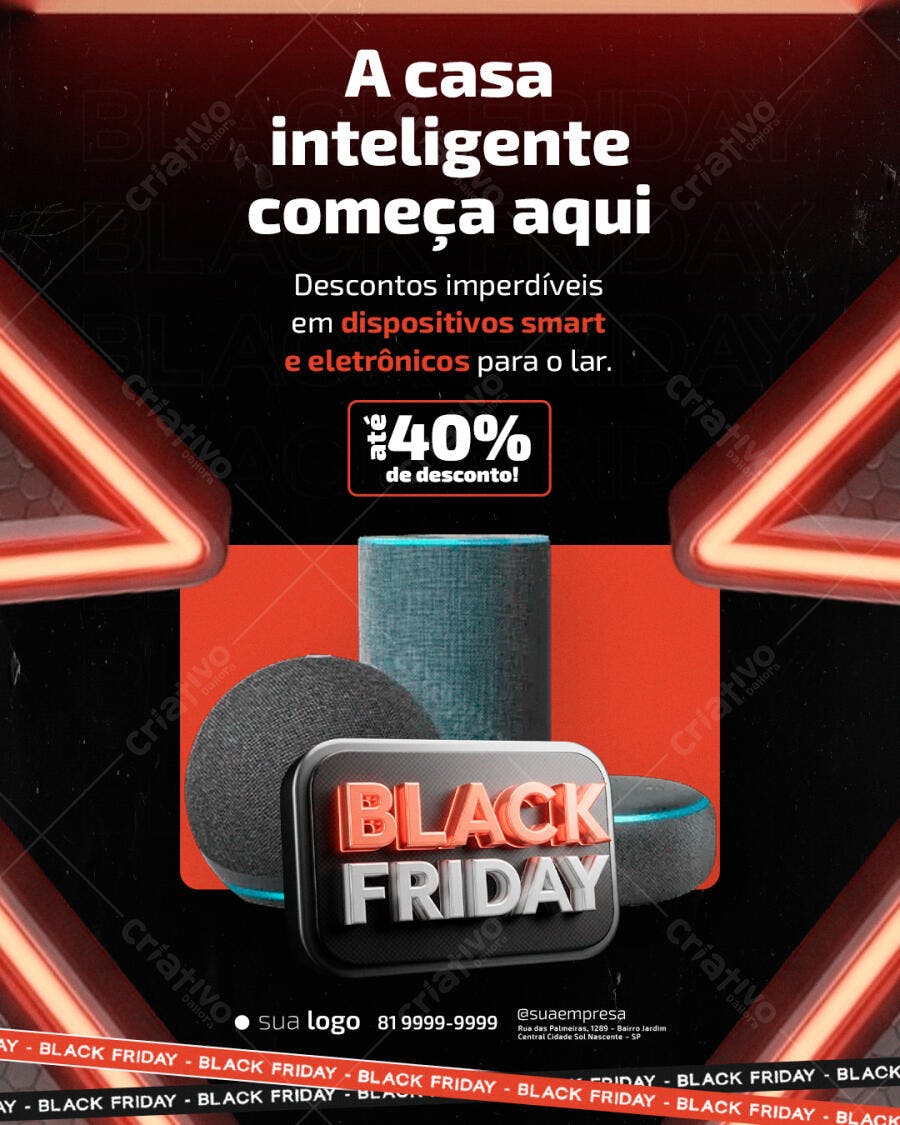Flyer Black Friday Casa Inteligente PSD Editável