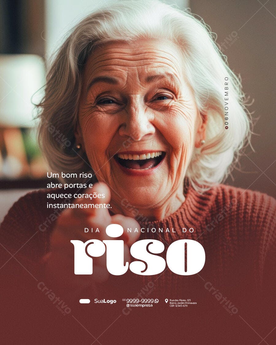 Flyer para Dia Nacional do Riso 06 Novembro PSD Editável