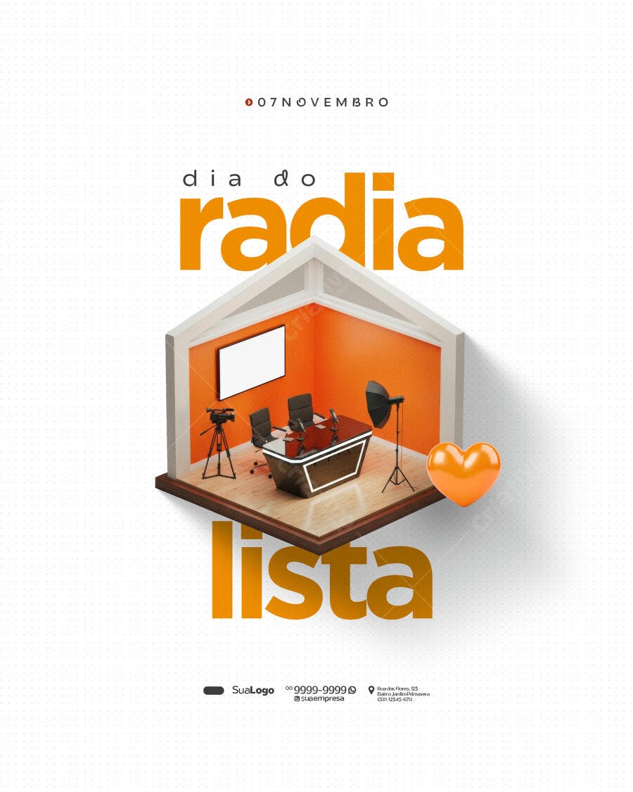 Flyer Dia do Radialista 07 Novembro PSD Editável
