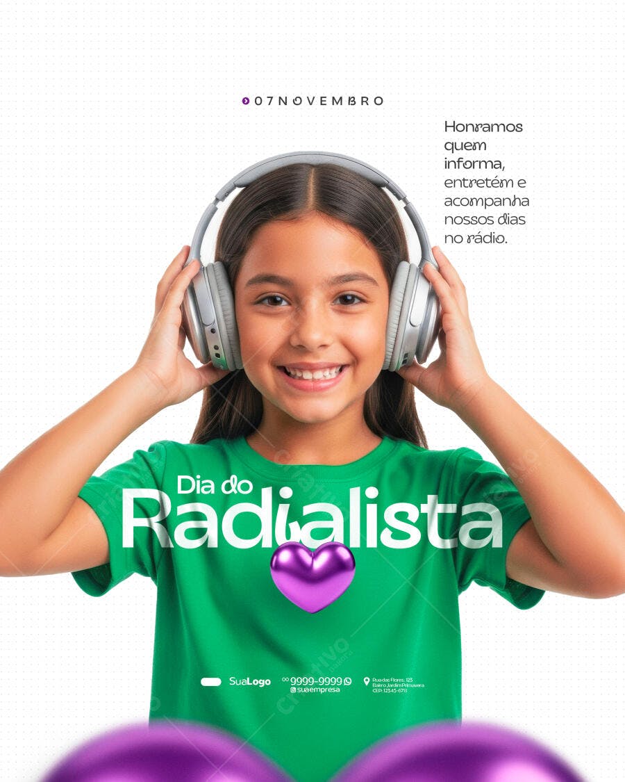 Flyer Dia do Radialista PSD Editável