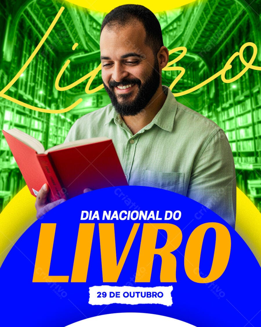 Flyer Social Media Dia Nacional do Livro PSD Editável