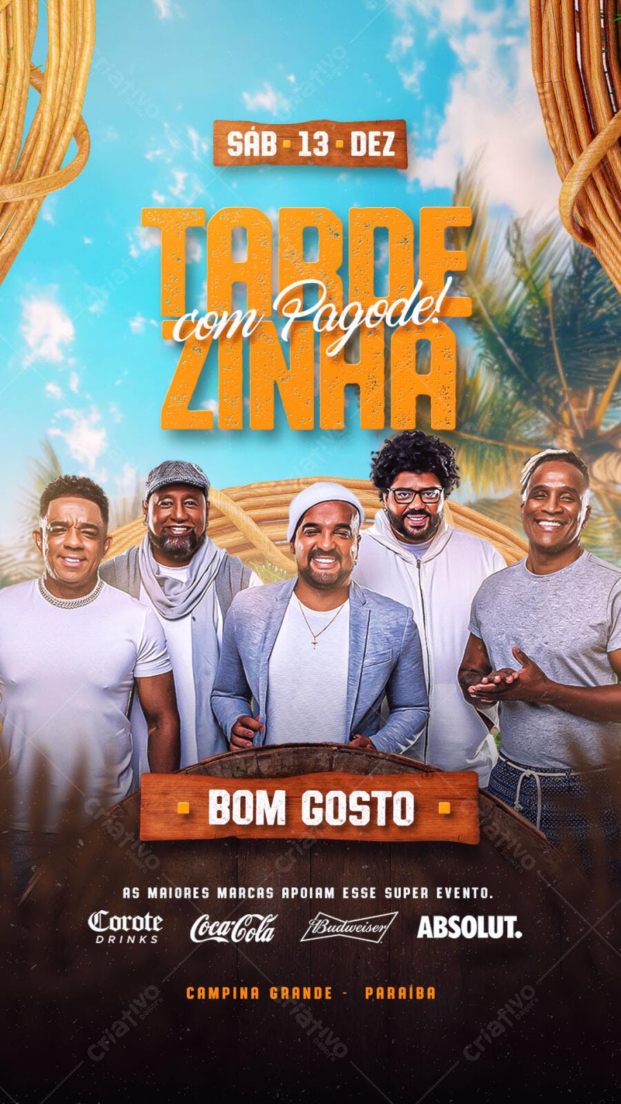 Flyer para Tarde com Pagodezinha SÁB 13 DEZ PSD Editável
