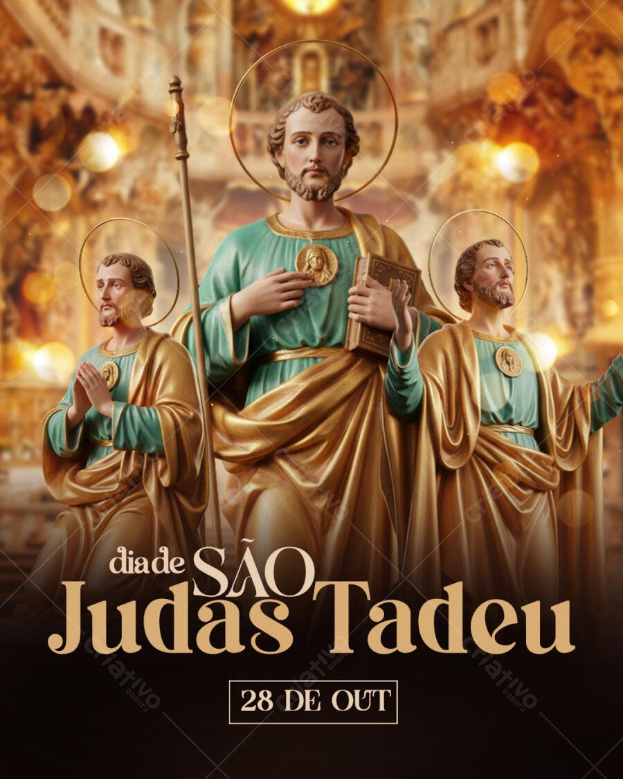 Flyer Religioso para o Dia de São Judas Tadeu 28 de Outubro PSD Editável
