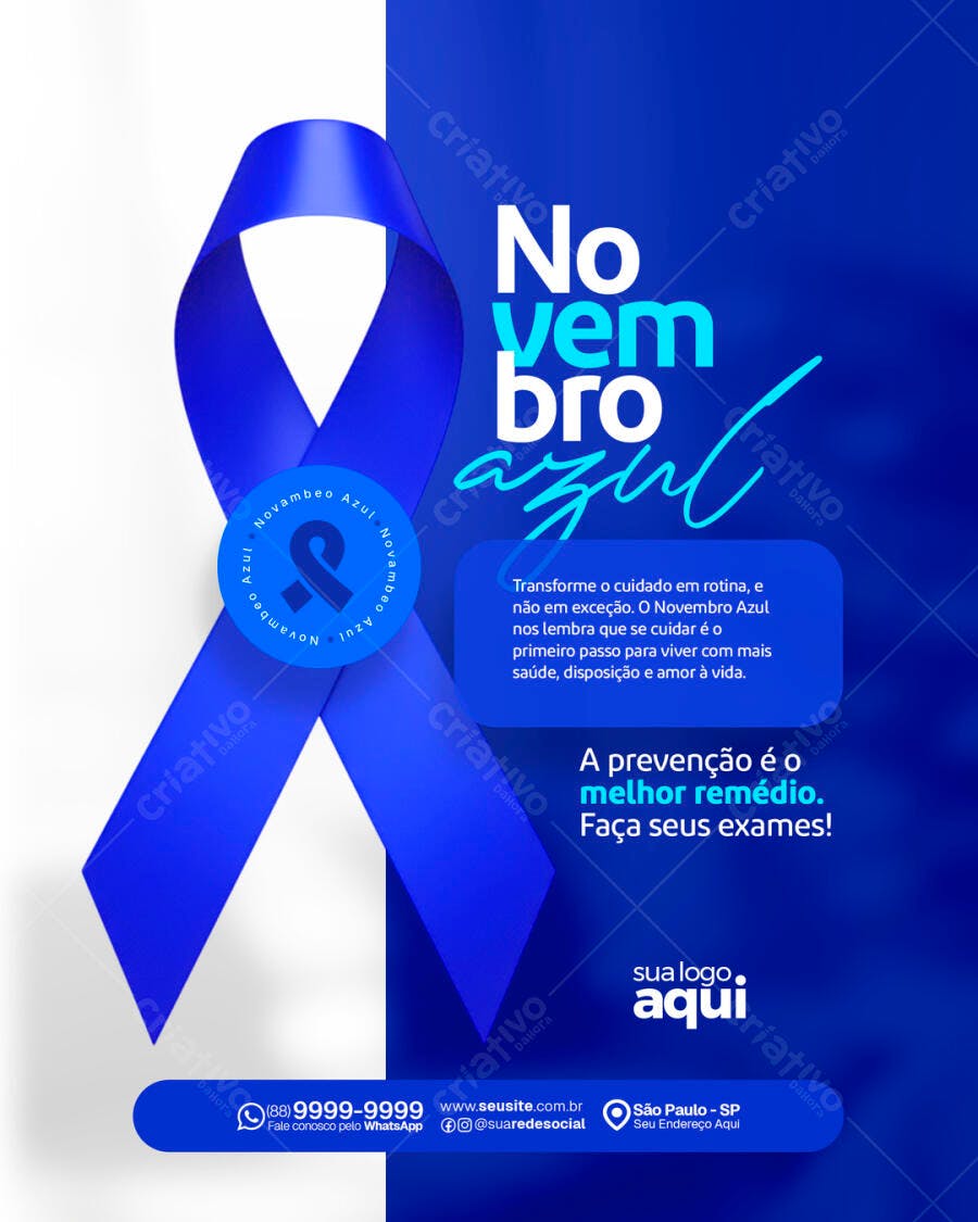 Flyer Novembro Azul Conscientização Saúde Masculina PSD Editável