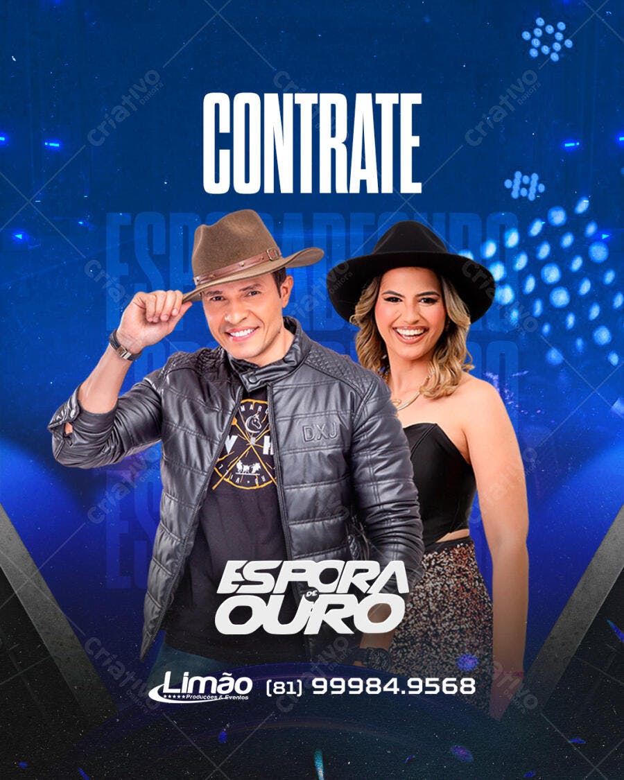 Flyer Contrate Banda Espora de Ouro PSD Editável