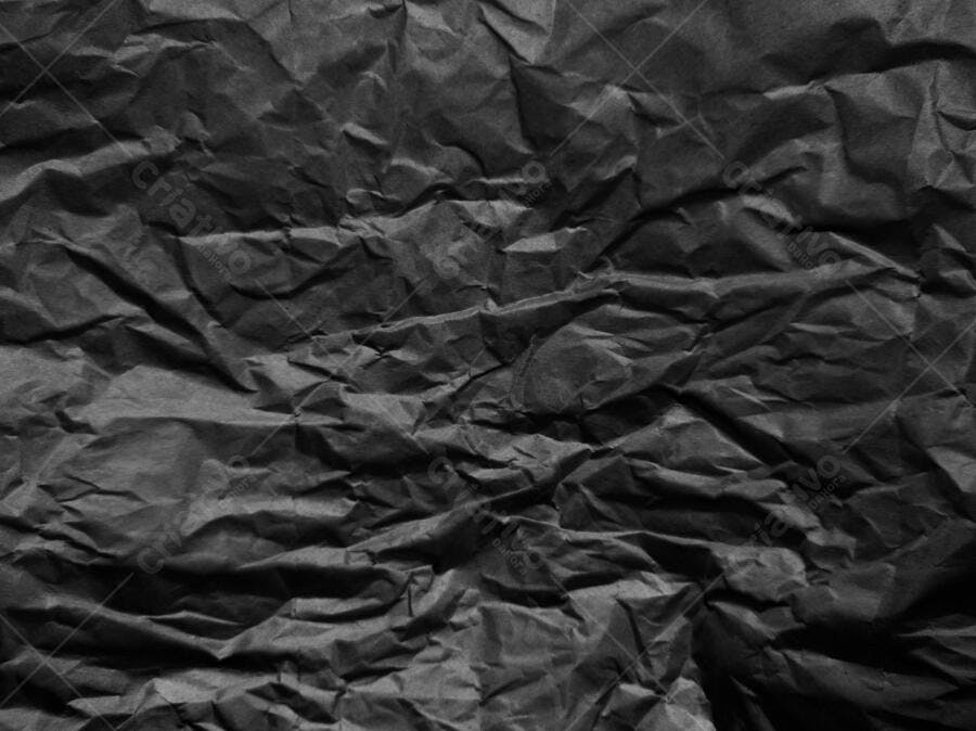 Textura papel amassado preto vincado para fundo e material 3D