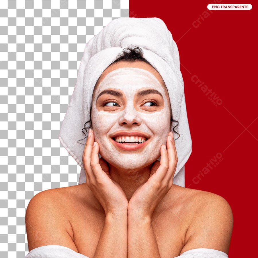Post para Spa e Beleza com Mulher de Máscara Facial PSD Editável
