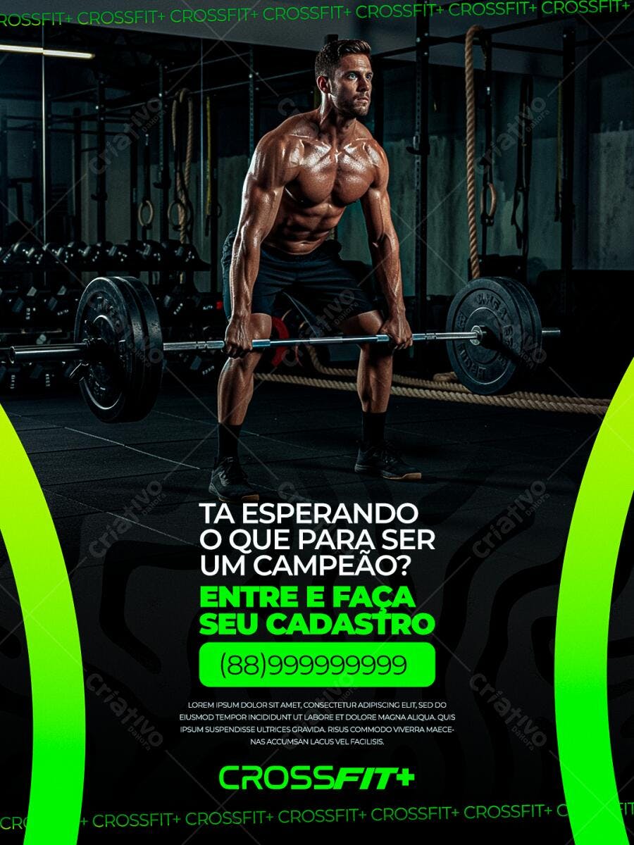 Flyer CrossFit para Cadastro e Treino Intenso PSD Editável