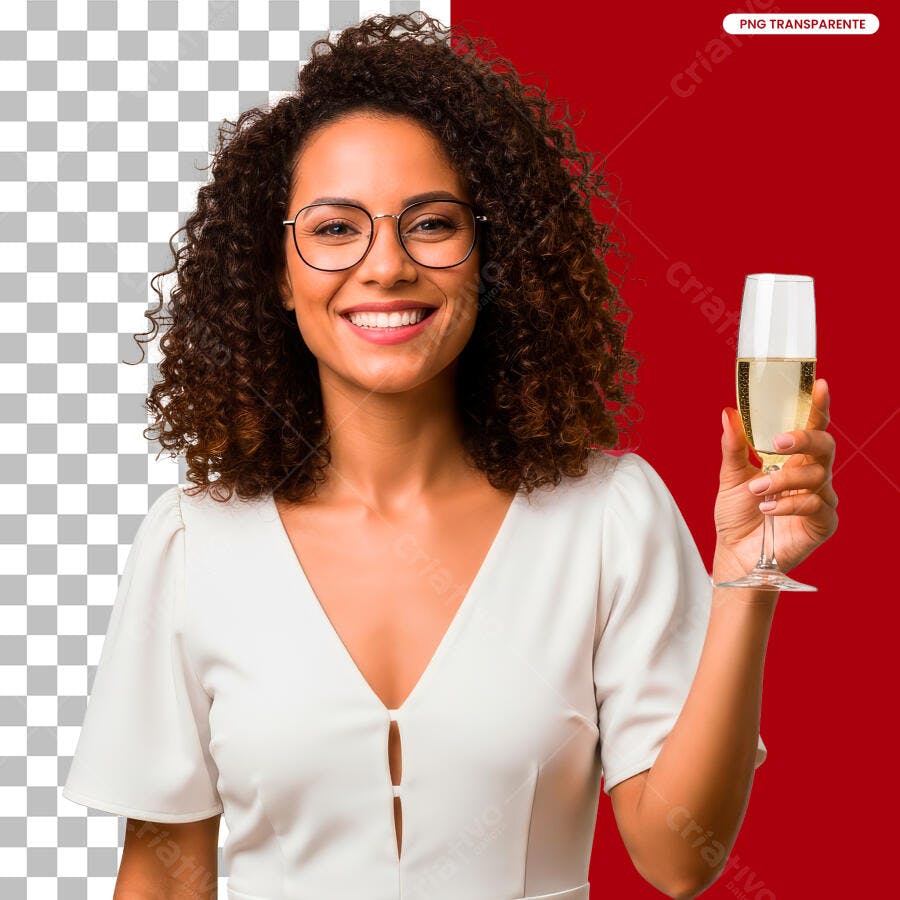 Post para Redes Sociais de Brinde com Mulher Latina Fundo Vermelho PSD Editável